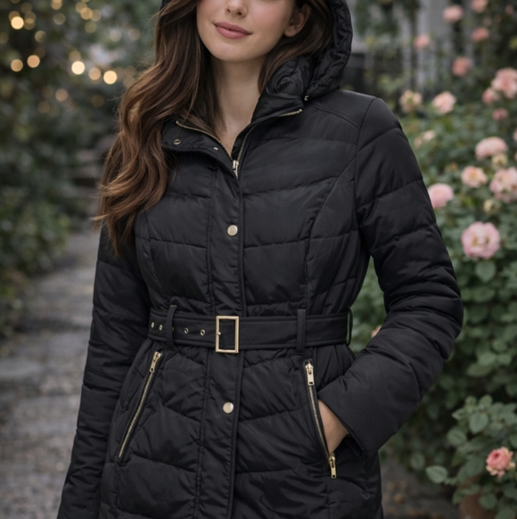 Cole Haan Jackets & Blazers - Cole Haan Hooded Puffer Coat Black Size XS